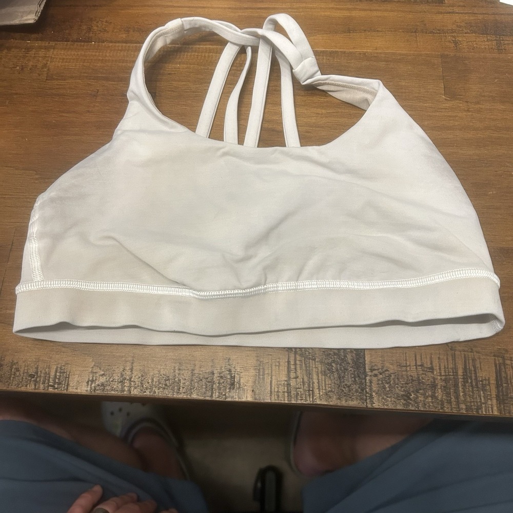 Lululemon Energy Bra Womens 8 Gray Medium Support B-D Cups Gym Running Active
